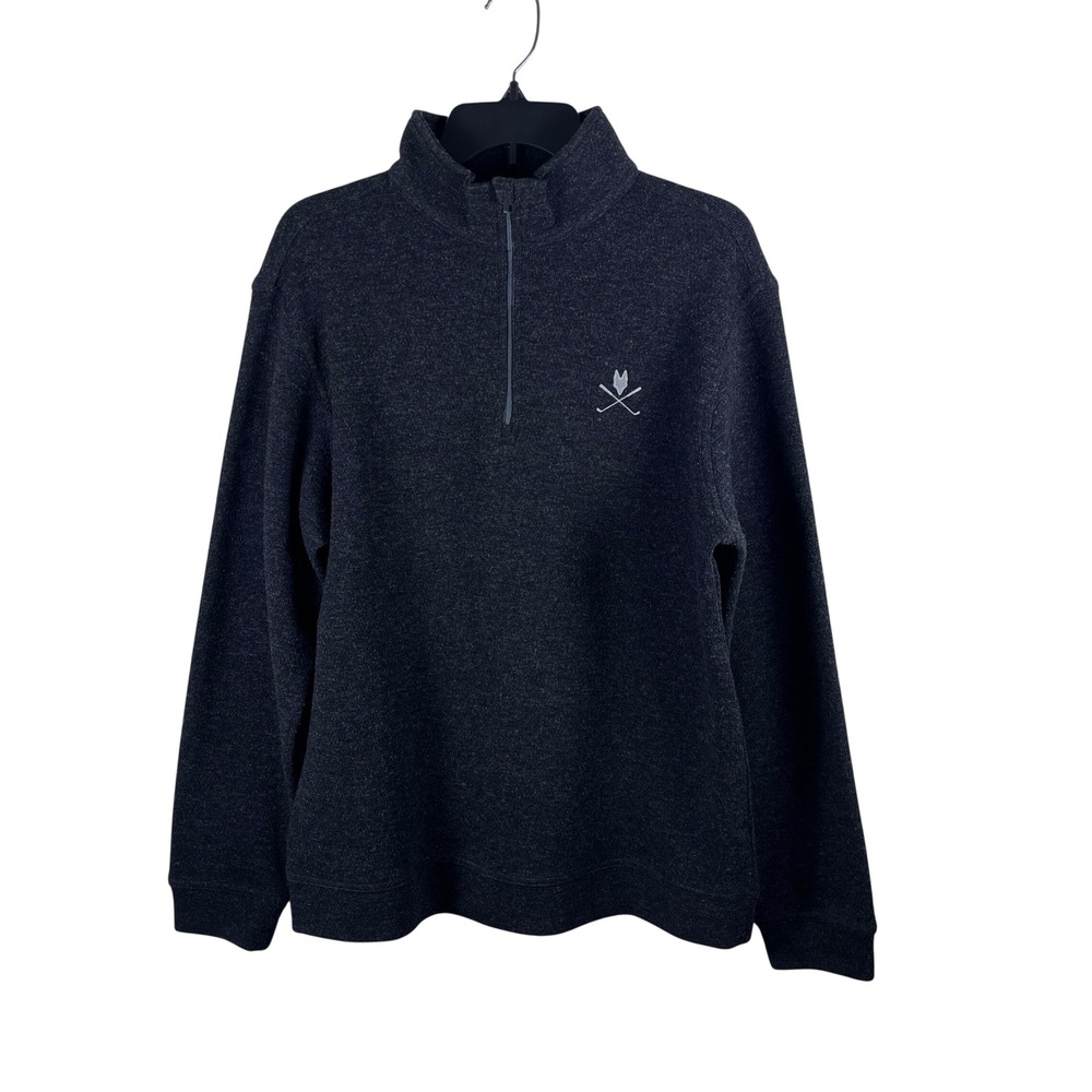 Dunning Golf 1/4 Zip Pullover Men M Black Wool Blend The Fox Club Palm City